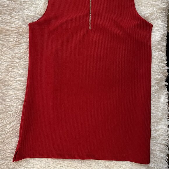 Maria Gabrielle Red Sleeveless Top with Gold Grommet Detail – Size Small - Picture 7 of 7